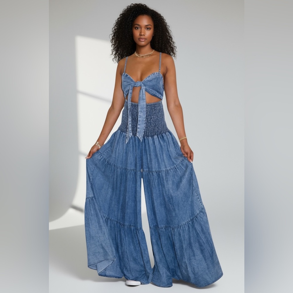 Blue Denim Jumpsuit - Picture 2 of 2